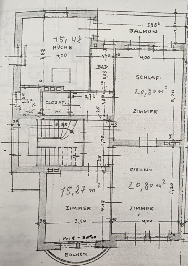 Mehrfamilienhaus in Saarbrücken-Bauplan Obergeschoss